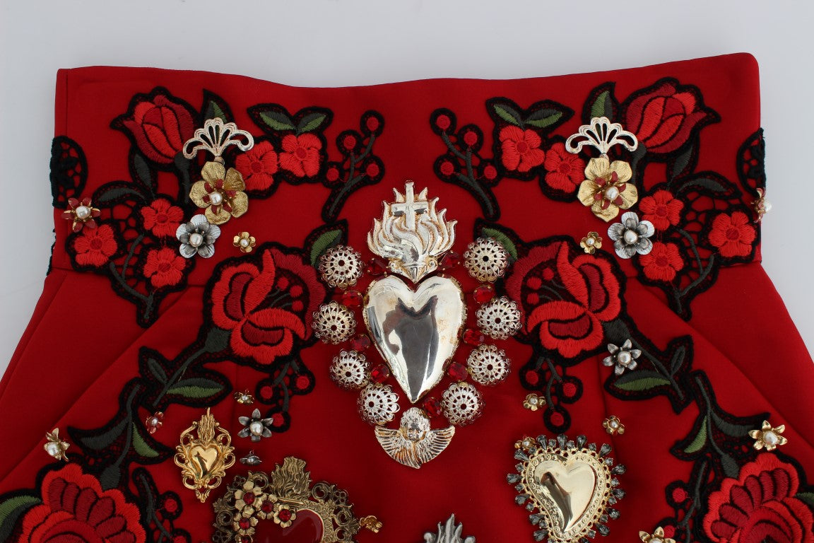 Міні-шорти Dolce &amp; Gabbana з червоними шовковими кристалами