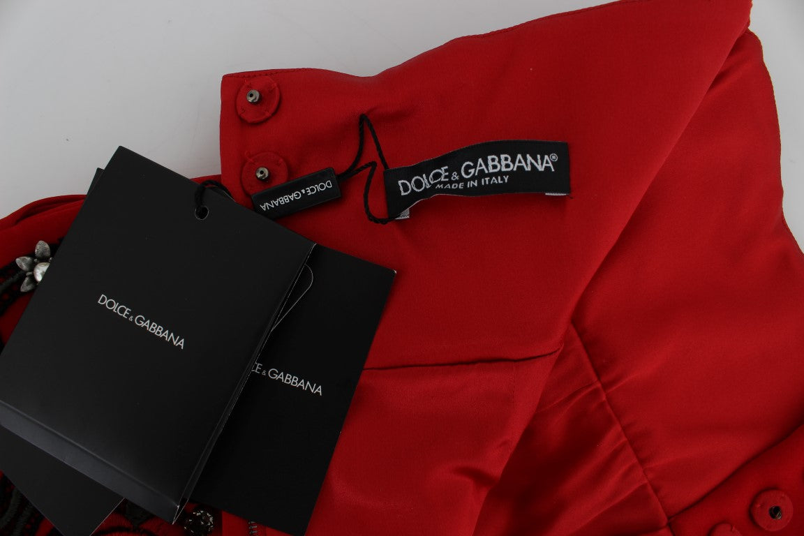 Міні-шорти Dolce &amp; Gabbana з червоними шовковими кристалами