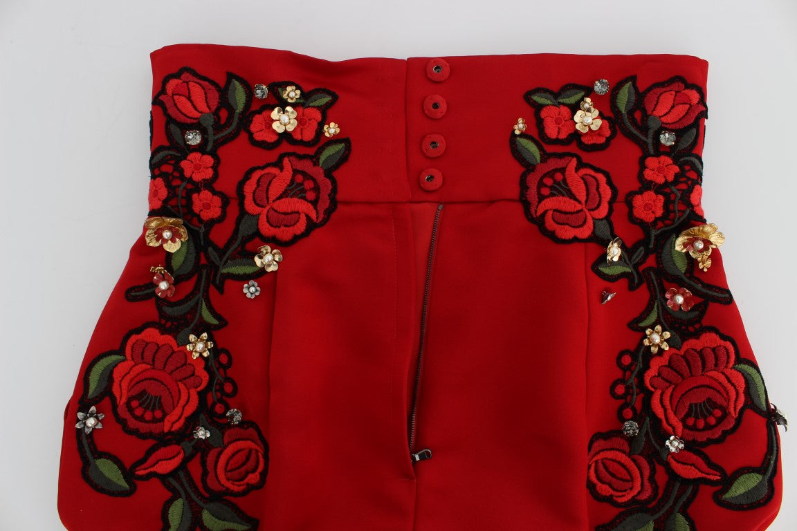 Міні-шорти Dolce &amp; Gabbana з червоними шовковими кристалами