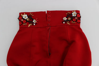 Шорти з високою талією Dolce &amp; Gabbana, червоні шовкові кристали
