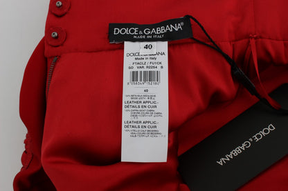 Гламурні червоні шовкові шорти з квітковою вишивкою Dolce &amp; Gabbana