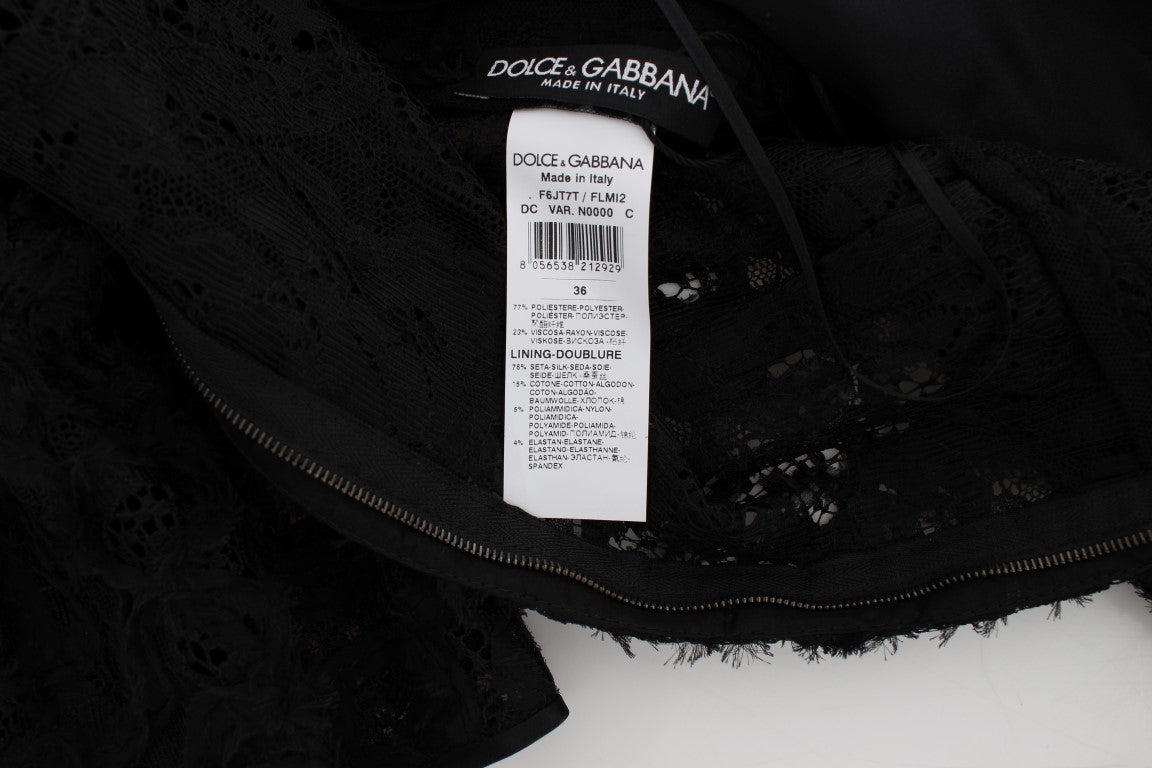 Елегантна чорна сукня максі з квітковим мереживом Dolce &amp; Gabbana