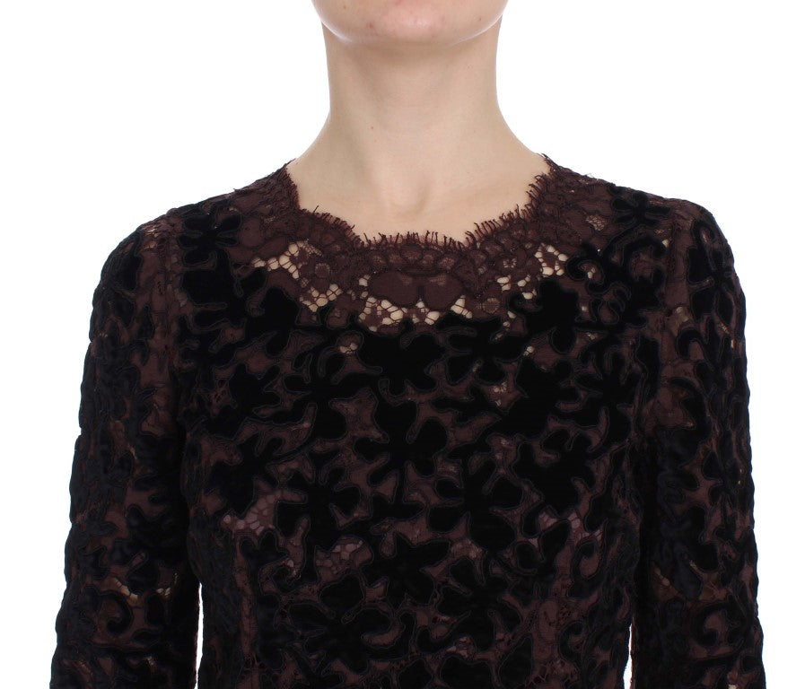 Елегантна фіолетова сукня максі з квітковим мереживом Dolce &amp; Gabbana