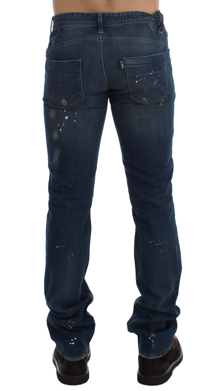 Костюмні джинси Slim Fit з розмальованими синіми національним шиком