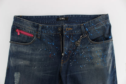Костюмні джинси Slim Fit з розмальованими синіми національним шиком