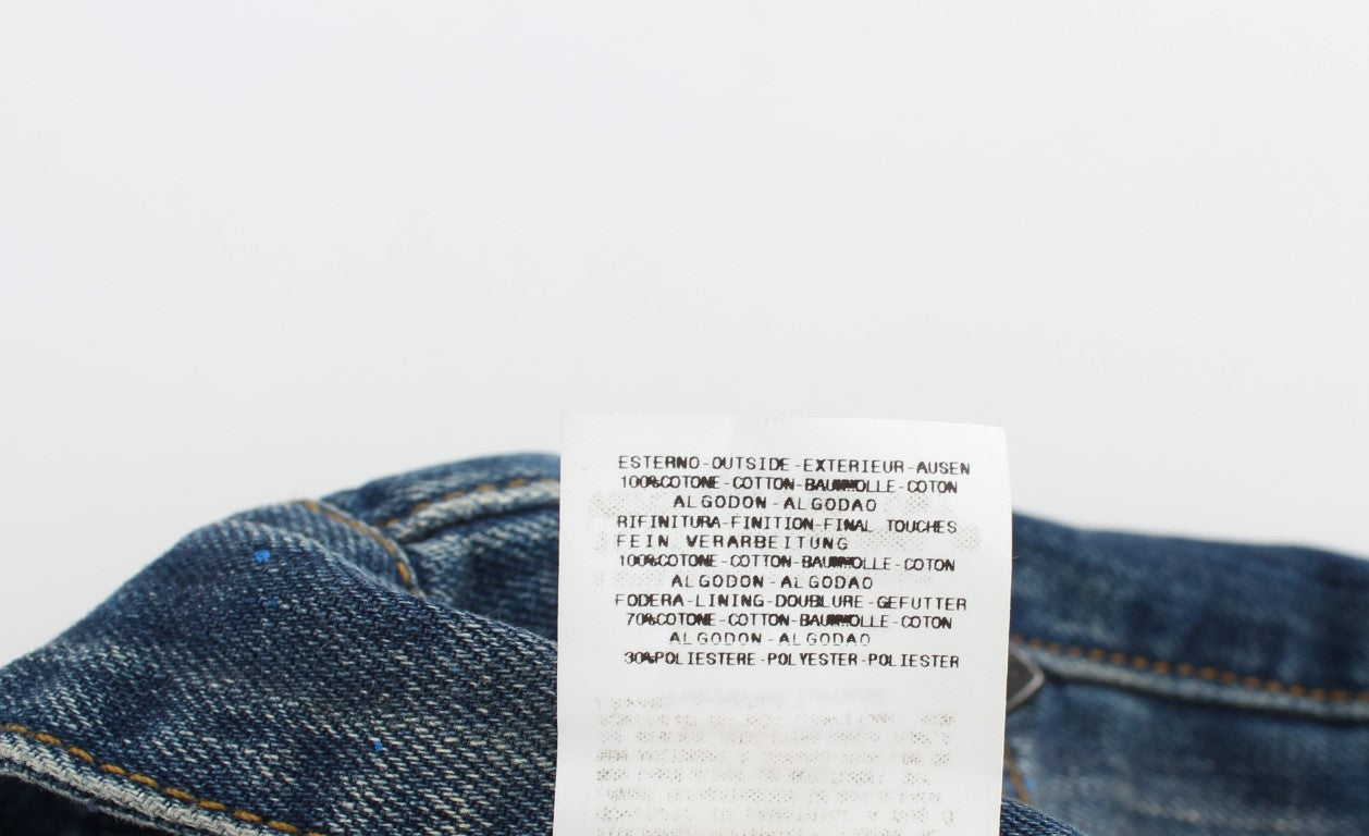Костюмні джинси Slim Fit з розмальованими синіми національним шиком