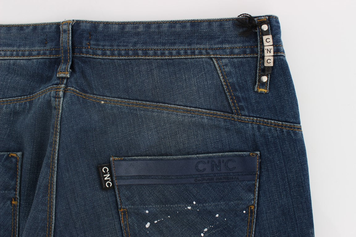 Костюмні джинси Slim Fit з розмальованими синіми національним шиком