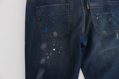 Костюмні джинси Slim Fit з розмальованими синіми національним шиком