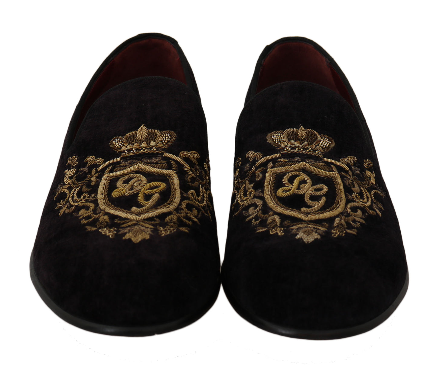 Елегантні чорні лофери Dolce &amp; Gabbana із золотою вишивкою