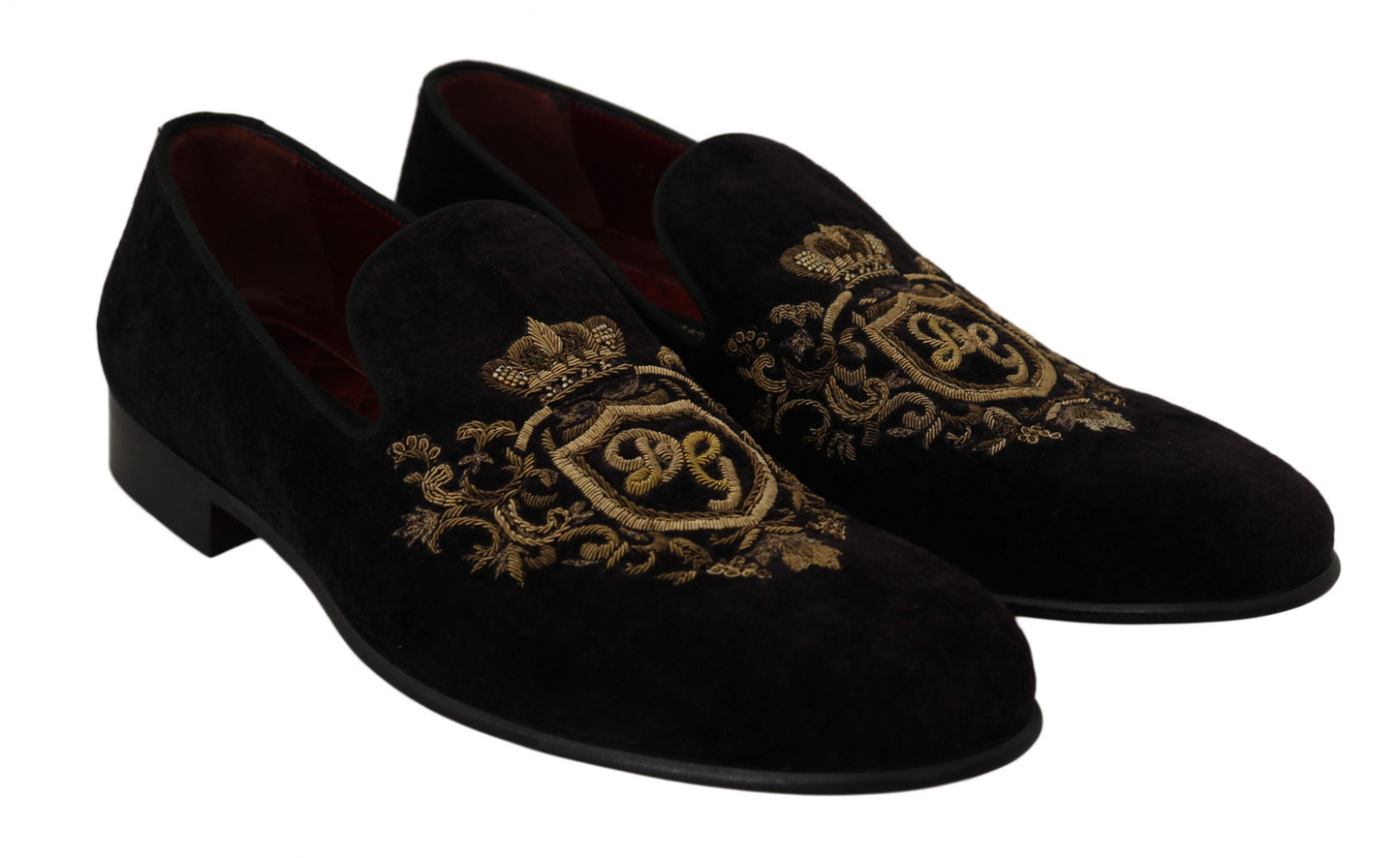 Елегантні чорні лофери Dolce &amp; Gabbana із золотою вишивкою