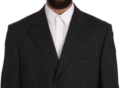 Елегантний чорний вовняний костюм у смужку Z ZEGNA