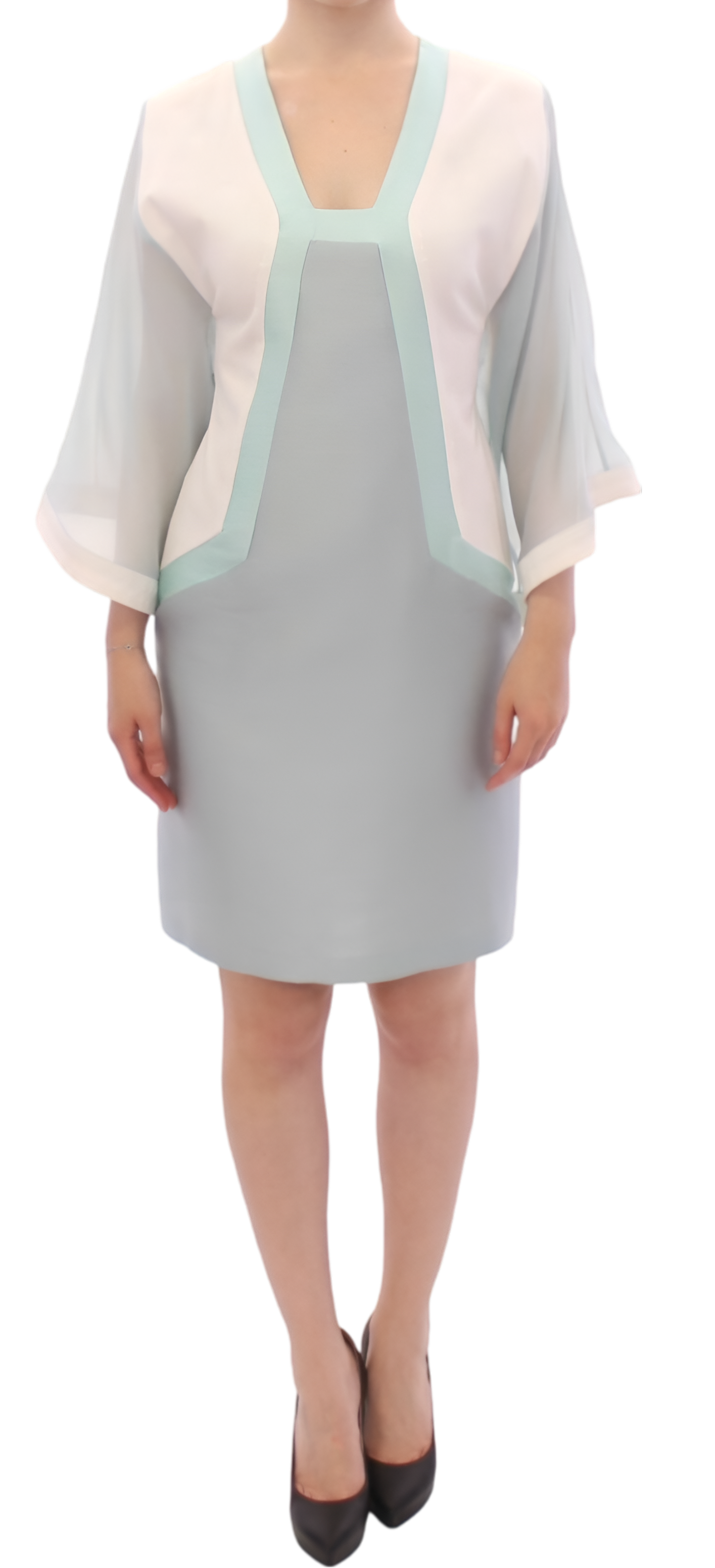 Sergei Grinko Elegant Turquoise Silk Sheath Dress