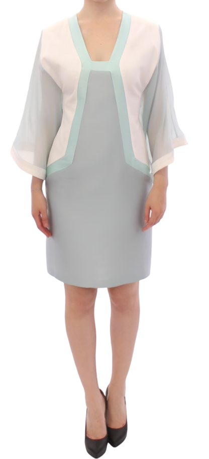 Sergei Grinko Elegant Turquoise Silk Sheath Dress